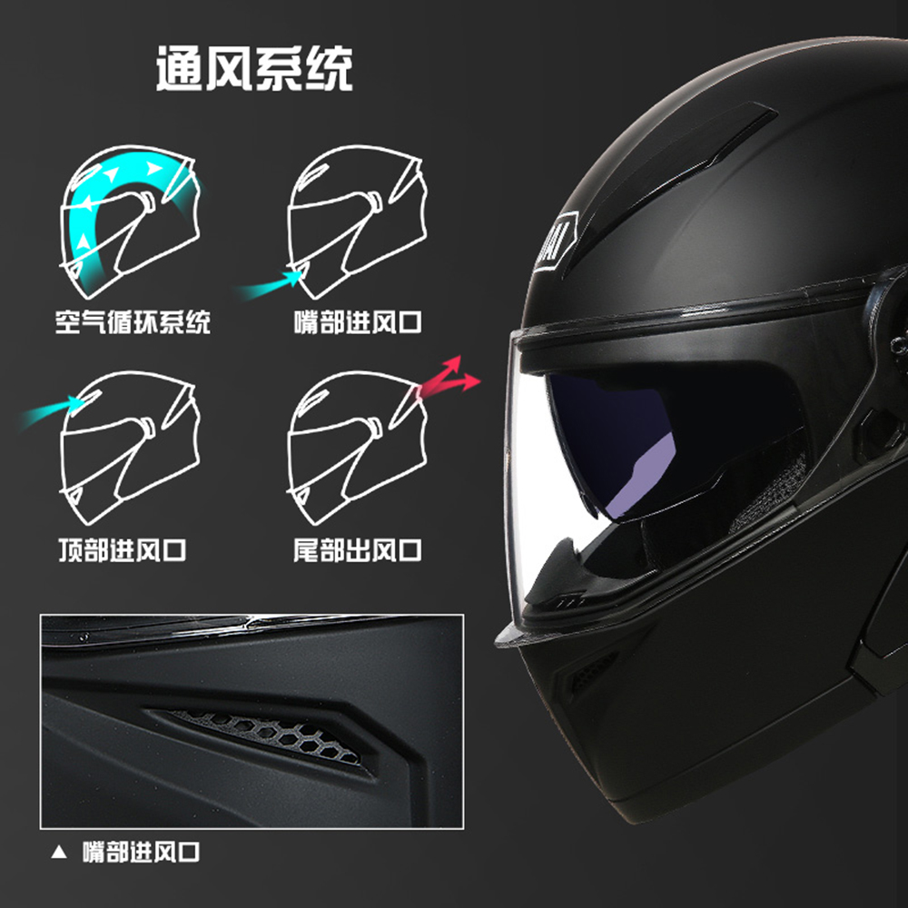 YOAI Motorcycle Helmet Racing Modular Dual Lens Motocross Moto Helmet Full Face Helmets Flip Up Casco Moto Capacete Casque Black