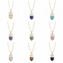 Natural crystal pendant fashion women's pentagonal shield Necklace key chain Earring Jewelry