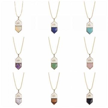 Natural crystal pendant fashion women's pentagonal shield Necklace key chain Earring Jewelry