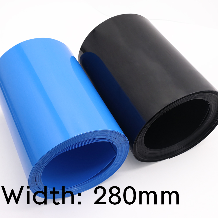 Width 280mm PVC Heat Shrink Tube Dia 178mm Lithium Battery Insulated Film Wrap Protection Case Pack Wire Cable Sleeve Black Blue