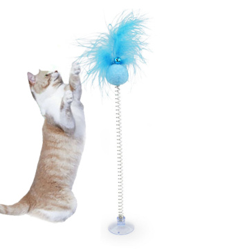 1PC Funny Cat Toys Elastic Feather Spring Sucker Toys Cat Interactive for Cat Playing Pet Toy Training Funny Pet Toys