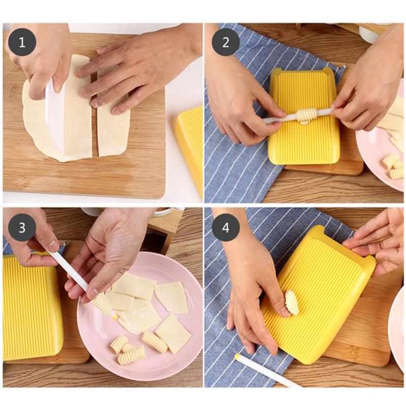 1pc Manual Kitchen Pasta Tools Plastic Pasta Macaroni Board Spaghetti Macaroni Gnocchi Maker Rolling Pin Supplement Molds