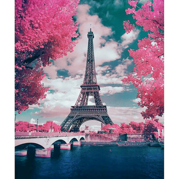 DIY Diamond Painting Pink Tree Tower Cross Stitch Mosaic diamond painting Pattern Full Round Rhinestone Home decor gift