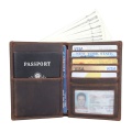 RFID Wallet Crazy Horse Leather Passport Holder Photo Card Case Mens Fold Purse R-8457R