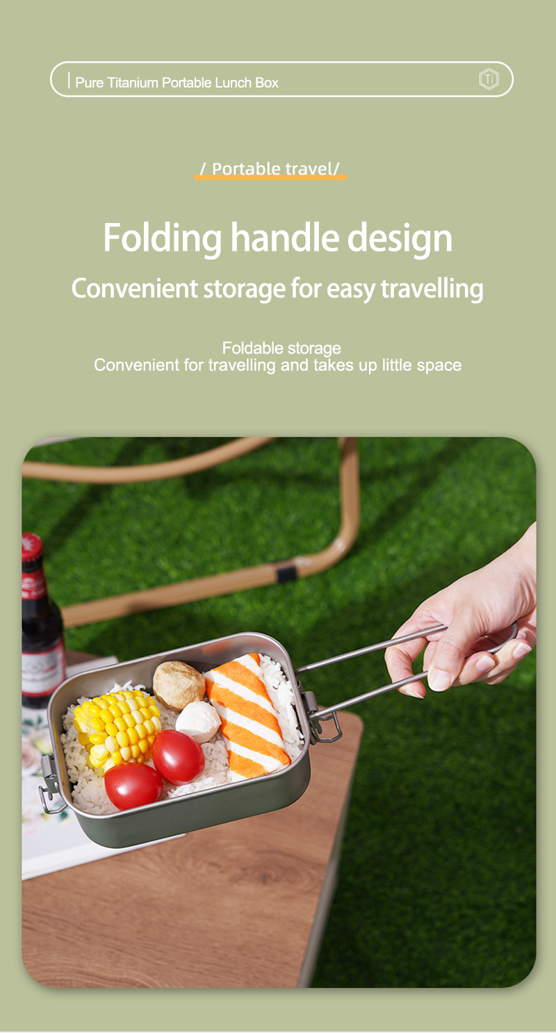 Titanium Bento Lunch Box with Long Handle
