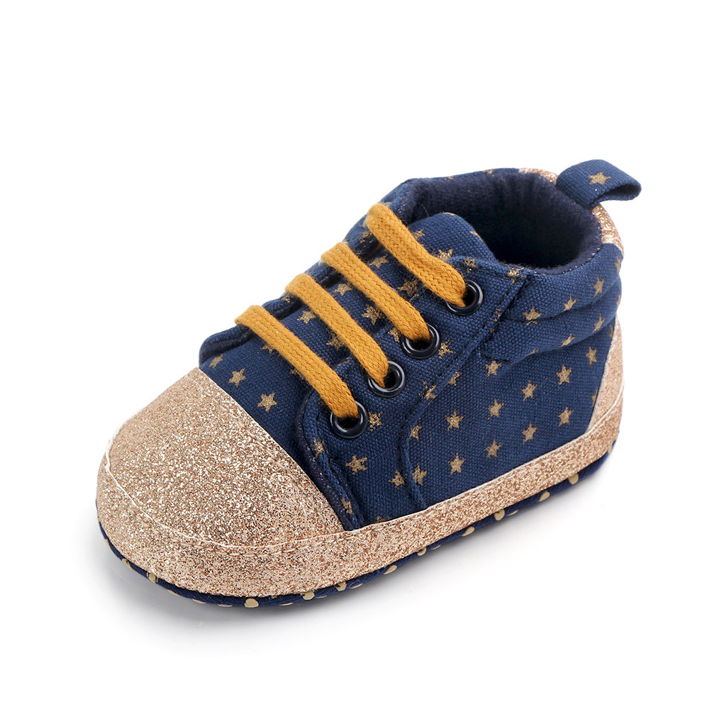 New Sequin Star Infant Canvas baby shoes Soft moccasins sneakers Toddler first walkers Girls boys lace-up Casual shoes