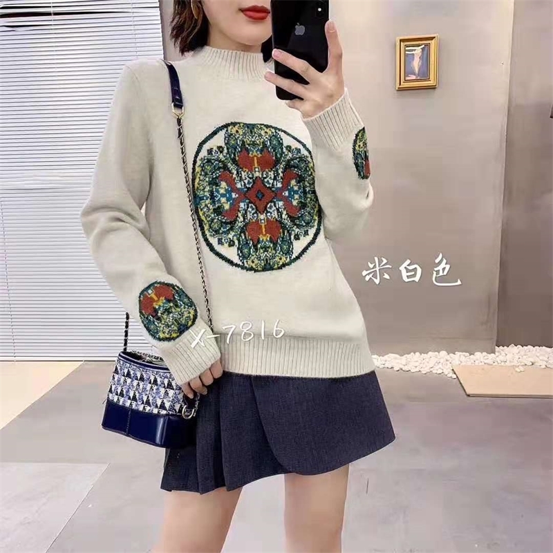 Women Original Design Autumn Winter Vintage Mori Girls Sweet Mushroom Embroidery Cute White Knitted Pullover Sweaters