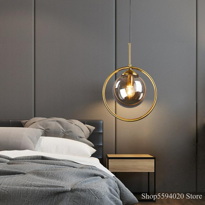 Modern Gold Glass Ball Pendant Lights Led Hang Lamp for Dining Room Kitchen Bedroom Living Room Pendant Lamp Hanglamp Fixture