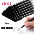 Deli 1Pc 0.7mm Press Ballpoint Oil Pen Black/Blue/Red Plastic Gel Neutral Multi-function School Stationery Office Supplies