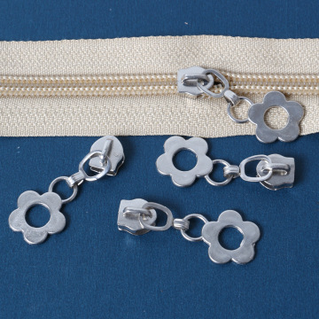 10pcs 5# Nylon Zipper Slider Plating Metal Flower Zipper Puller Repair Kits Coat Wallet Suitcase Accessories Tailor Tool