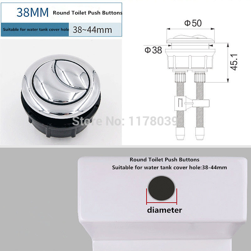 Round Toilet dual Push Buttons,Inside diameter 38mm Toilet water tank cover push button,Outer diameter 50mm Push Buttons,J17371