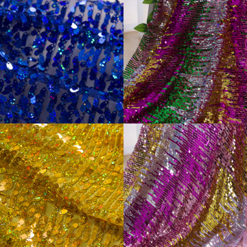 100x130cm Rainbow Sequin Fabric High Quality Shiny Fabric DIY Sewing Clothes Stage Party Wedding Home Decor Supplies