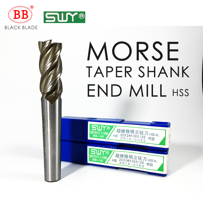 BB HSS Morse Taper Shank End Mill 12mm to 40mm Milling Cutter 2# 3# 4# G126 K136 K146