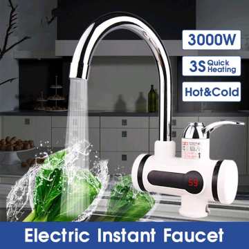 3000W Temperature Display Instant Hot Water Tap Tankless Electric Faucet Kitchen Instant Hot Faucet Water Heater Water Heating
