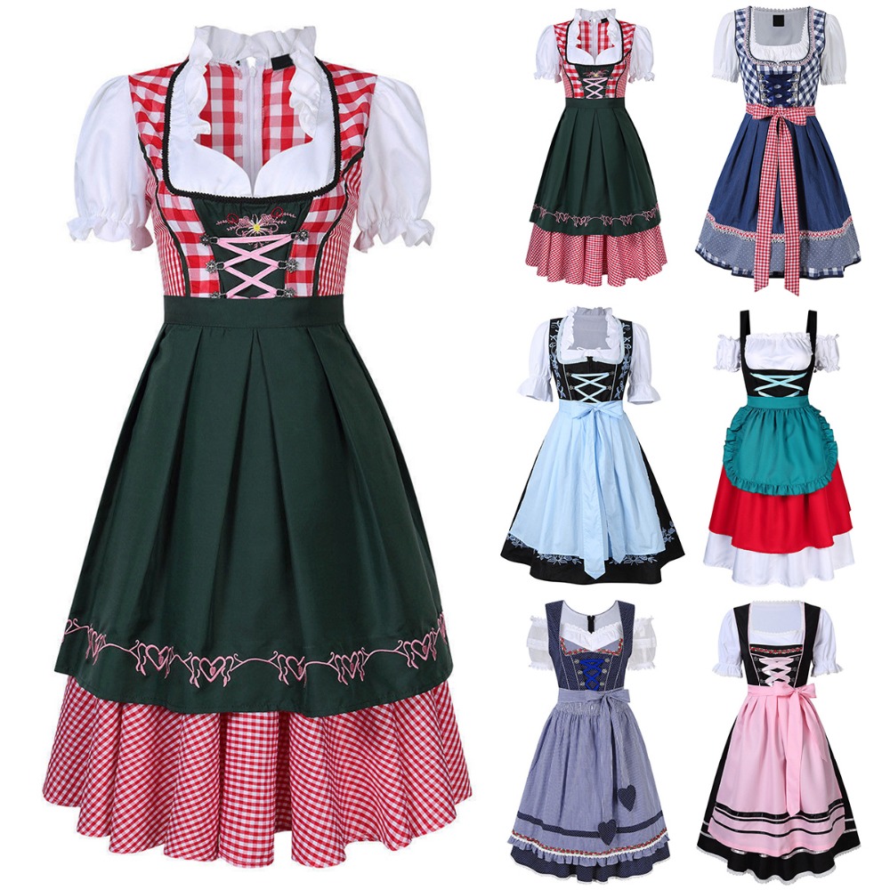 Dirndl Dress German Oktoberfest Bavarian Beer Wench Costume Maid Outfit Fancy