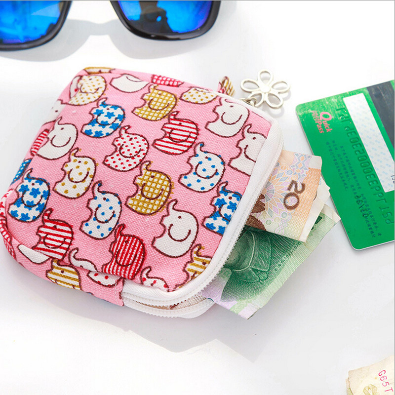 Cute Cartoon Sanitary Napkin Bag Purse Holder Organizer Storage Bags With Zipper Traveling Travel Napkins Towel Pouch Pad Holder