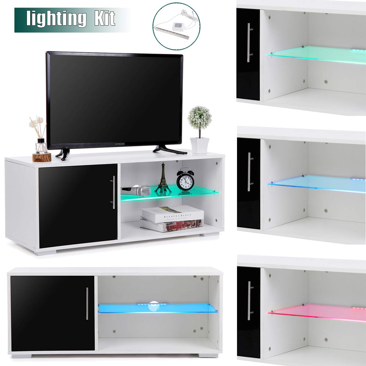 39'' Rectangular TV Cabinet Modern LED TV Stands Living Room Furniture Detachable TV Unit Bracket with Drawers Home Furnishings