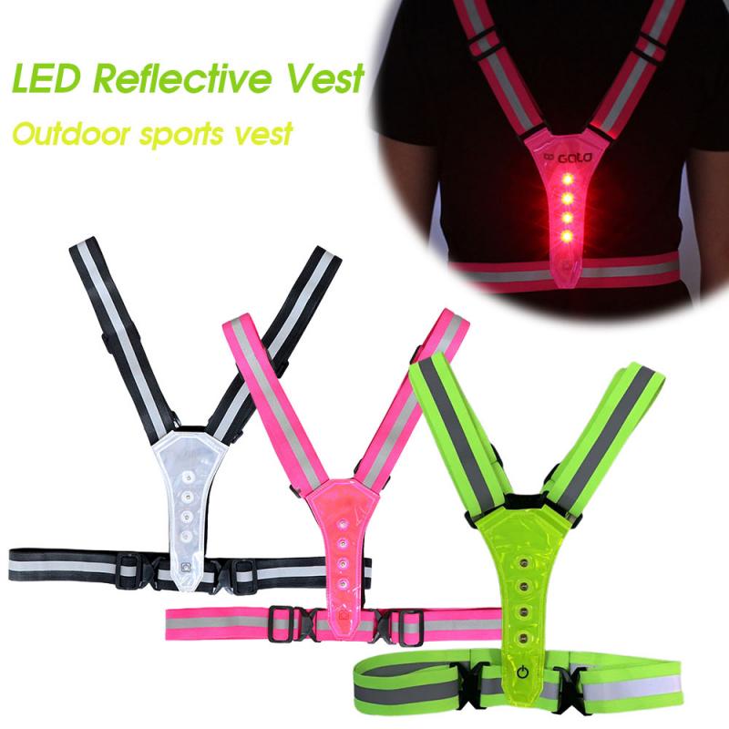 Y-shaped Highlight Reflective Straps Night Running Riding Clothing Vest Adjustable Safety Vest Elastic Band LED Illuminated Vest