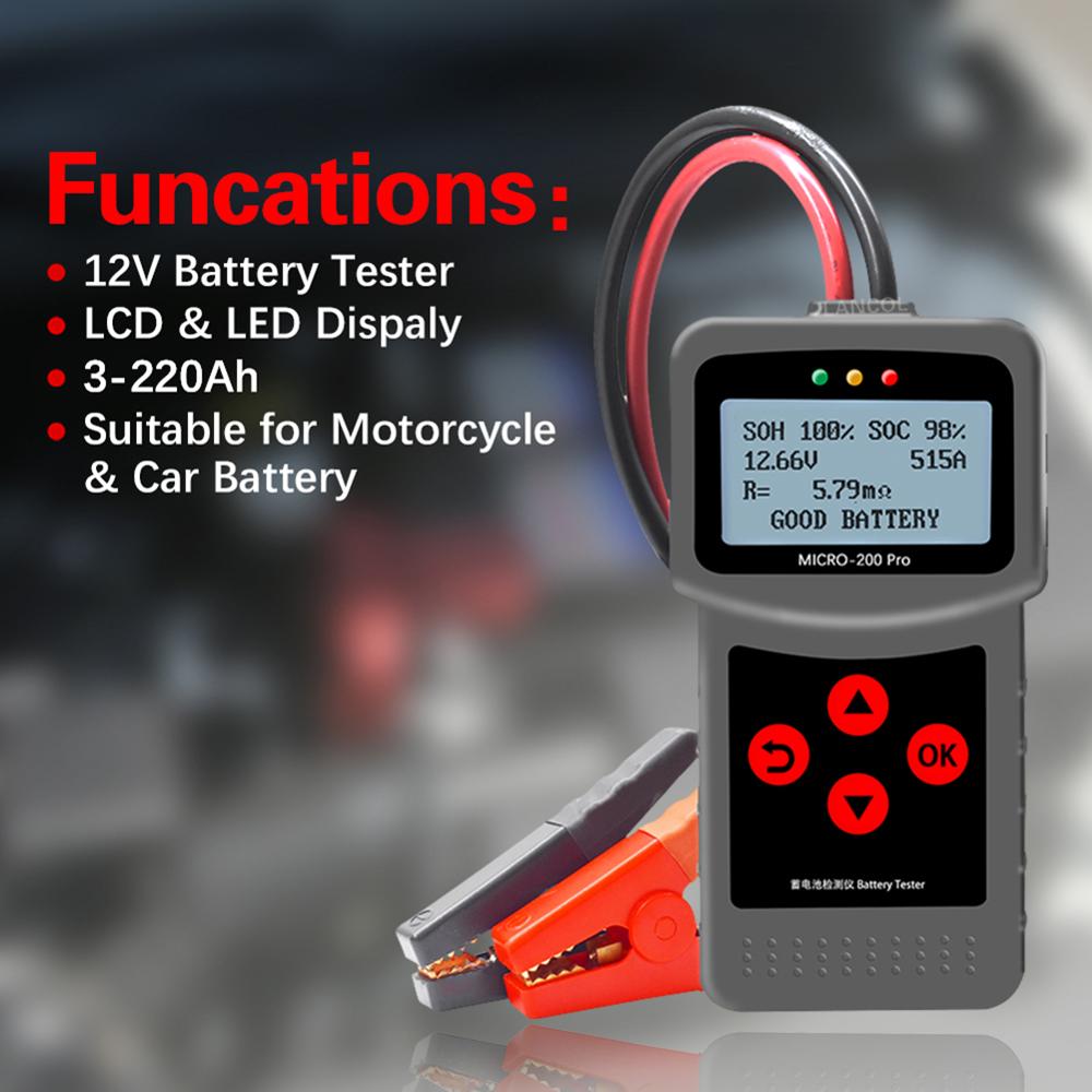 Car Battery Load Tester MICRO-200 pro 40-2000CCA 220AH 12/24V Automotive Digital Analyzer Car Quick Cranking Charging Diagnostic