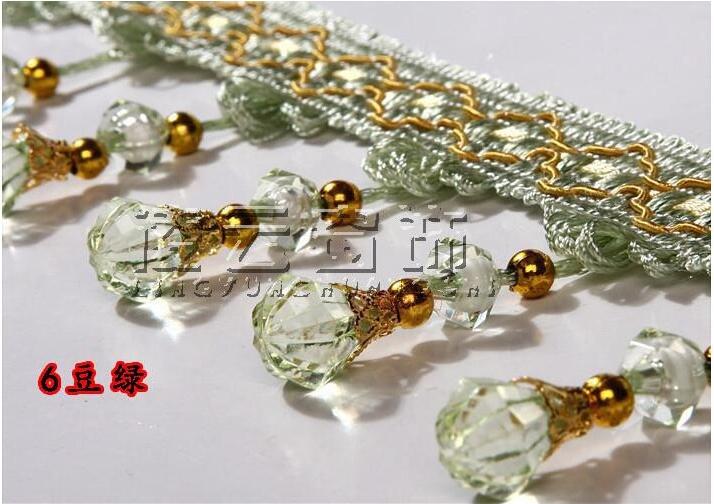 12Meters/lot 7.5CM Width Tassel Fringe Trim pumpkin Crystal Beaded Ribbon For Sewing Curtain Accessorie Lace Decoration N9621