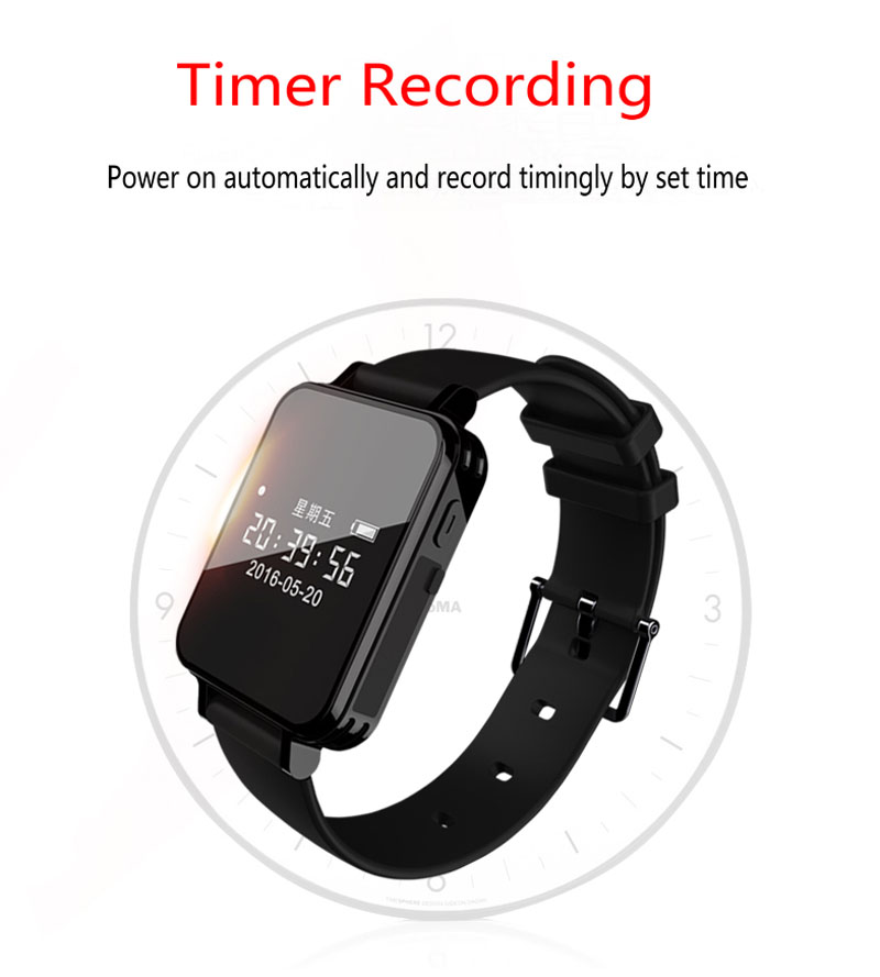 Wearable Redording Digital Voice Recorder 8G Professional Voice Actived Recorder Noise Reduction Recorder Recording Bracelet