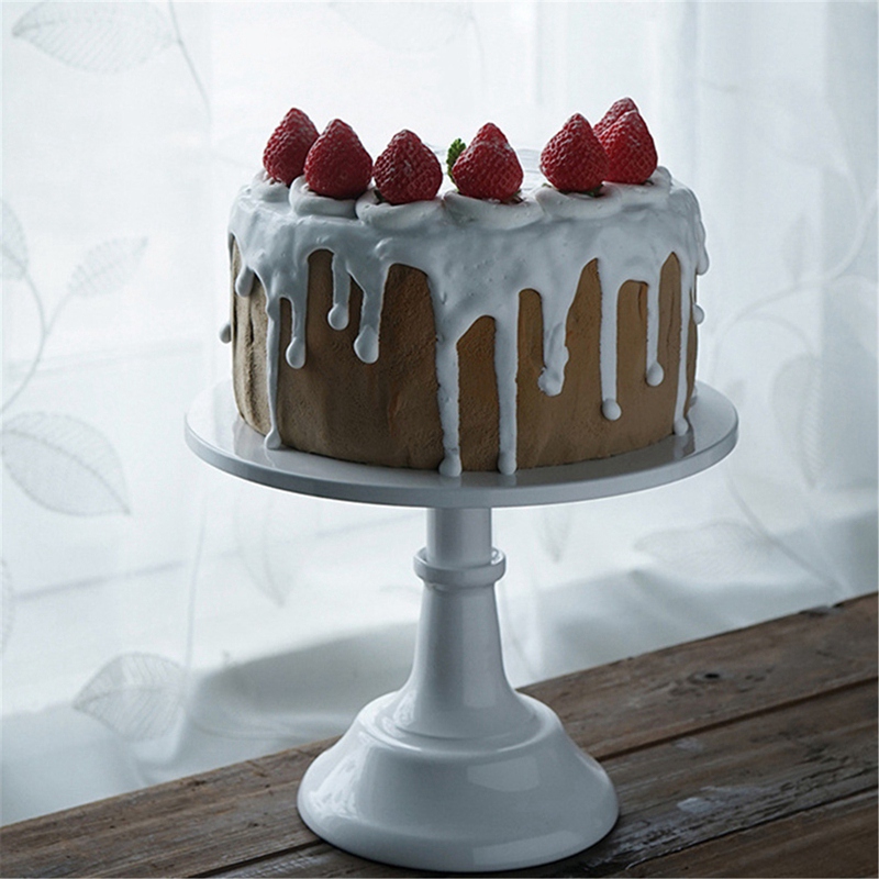 Metal Iron Cake Stand Round Pedestal Dessert Holder Cupcake Display Rack Bakeware White Birthday Wedding Party Decoration