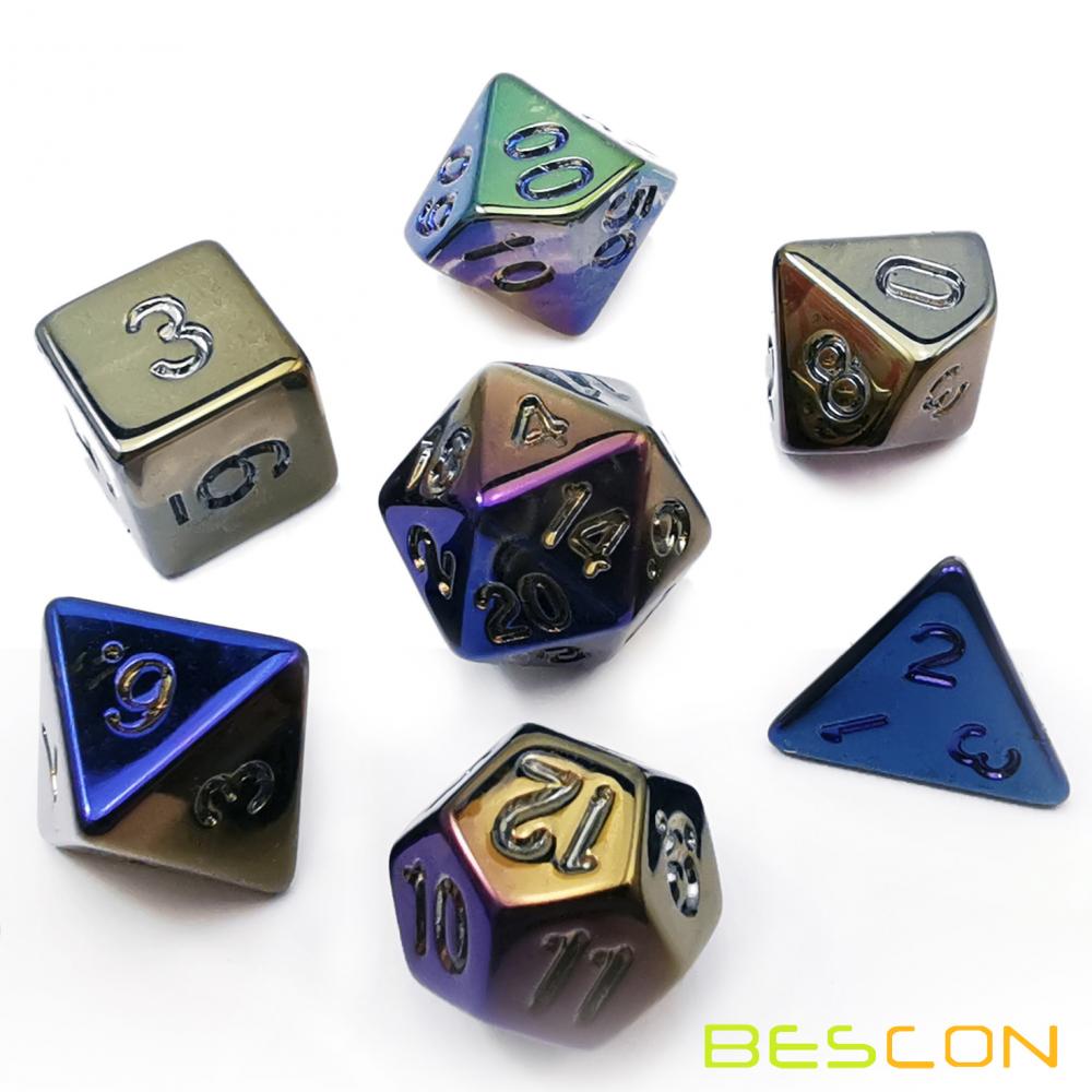 Bescon Unpainted Raw Plating Polyhedral Dice Set of Dark Pop, RPG Dice Set of 7