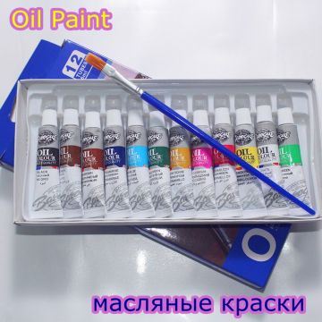 Oil Colors Paints Fine Painting Art Supplies 12 Colours 6 ML Tube Offer 1 Brush For Free