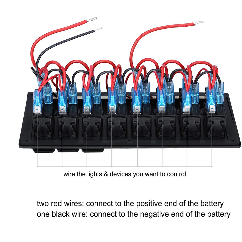 6/8 Gang Switch Panel Car Auto Boat Marine Dual Led Rocker Switch Panel 12V ~24V Circuit Breakers Toggle Switches