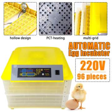 New Arrival 96 Eggs Incubator Double Layers Full Automatic Hatching Machine for Chicken Duck Smart Control 220V+12V LCD Display