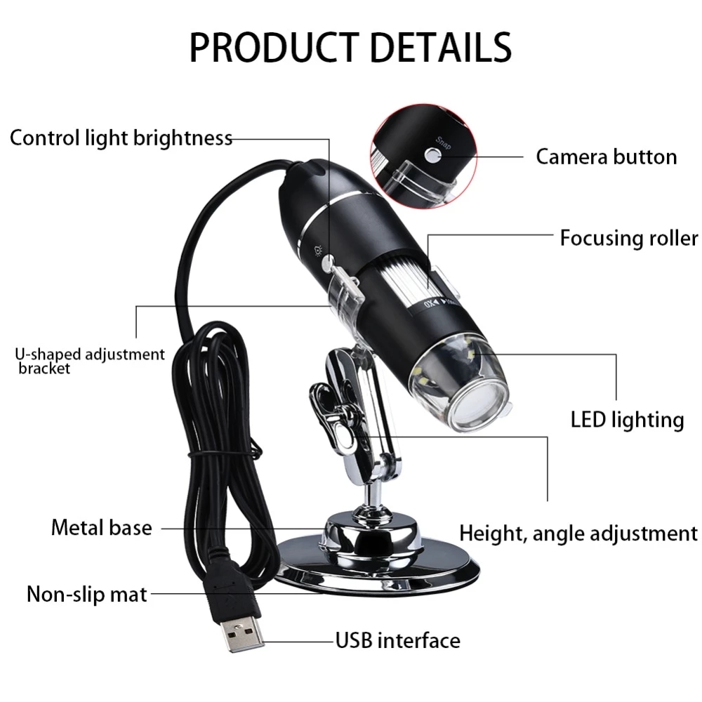 1600 x usb digital microscope camera 8 station led a magnifying glass with endoscopic stent