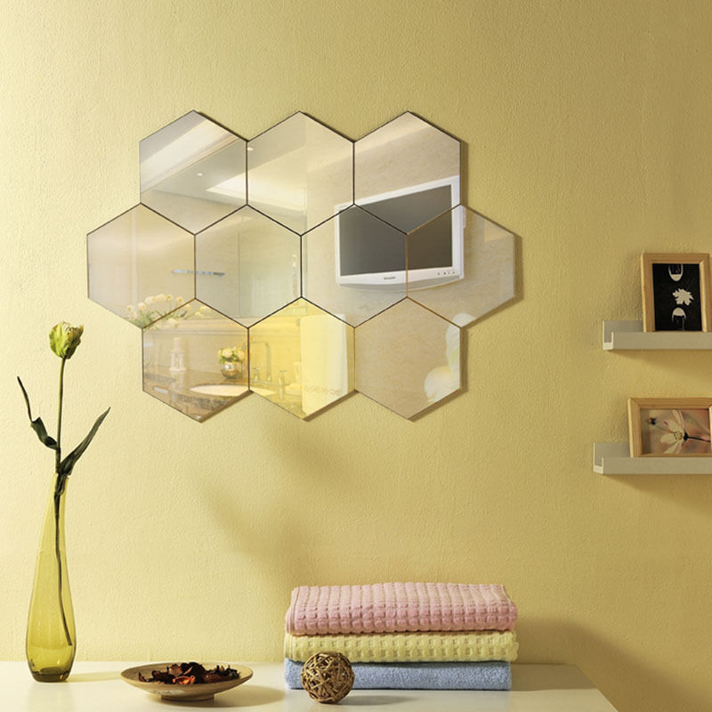 Vinyl 3D Art Wall Home Removable Sticker Hexagon 12PCS Decal Mirror Decor DIY