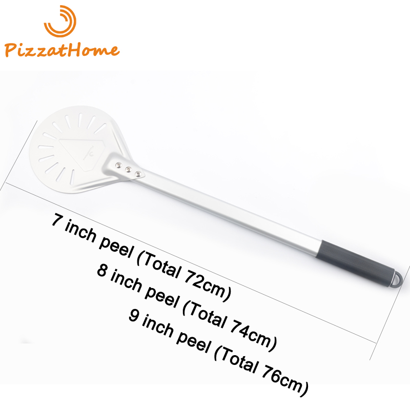 PizzAtHome Long Handle 7/ 8/ 9 Inch Perforated Pizza Turning Peel Pizza Shovel Aluminum Pizza Peel Paddle Small Pizza Tool