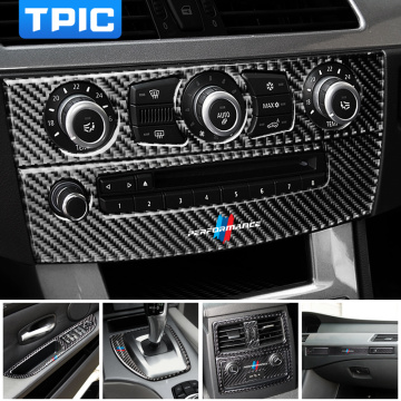 Car Stickers Interior Gear Shifter Modification Air Outlet CD Panel Carbon Fiber Decorative Trim For BMW E60 2004-2010 5 series