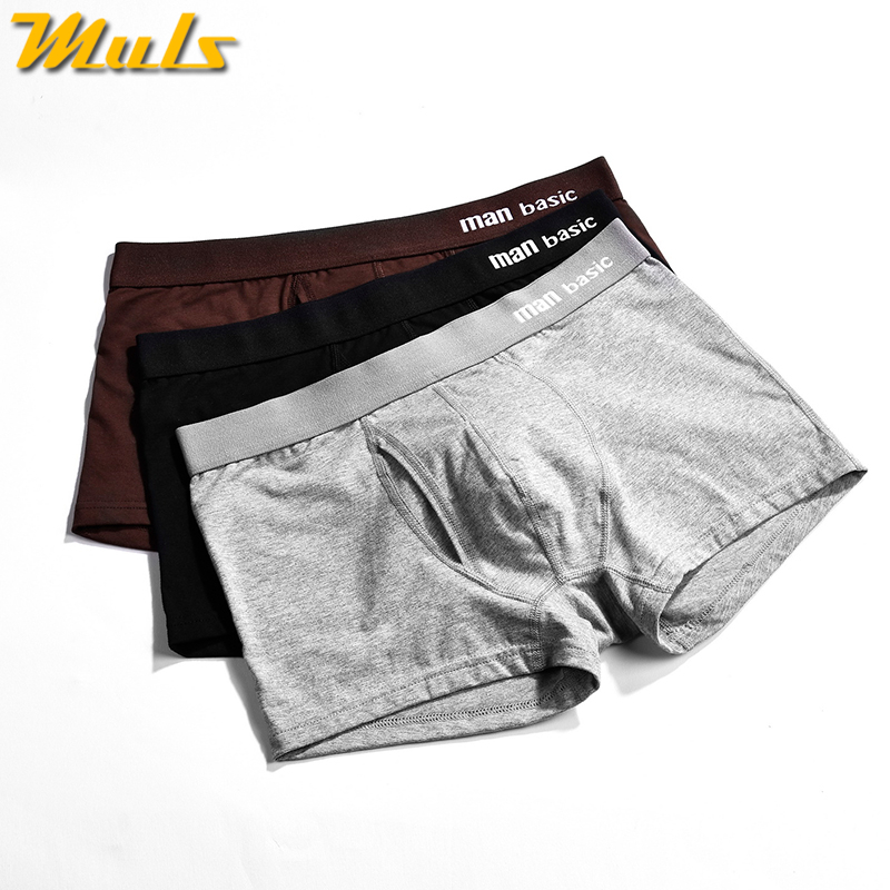 Brand Boxers Men Shorts 3PCS High Quality Cotton Comfortable Men Underwear Male Boy Bodysuit Under Pant Solid Fitted Size S-3XL