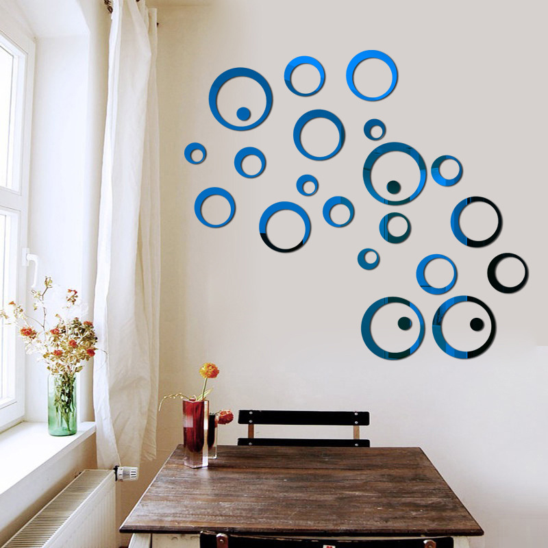 26pcs 3D Mirror Wall Sticker Round Mirror DIY TV Background Bathroom Stickers Wall Decor bedroom Bathroom Home Decoration mirror