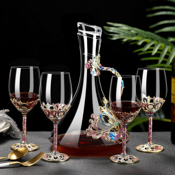 Creative Enamel Color Crystal Red Wine Glass Decanter Set Goblet Wedding Glasses Champagne Whiskey Cup lead-free crystal glass