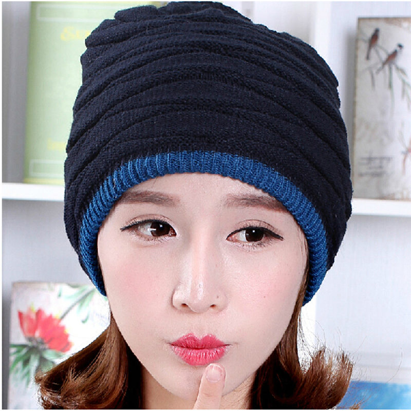 Unisex Fashion Add Velvet Beanies Warm Knitted Hat Man And Women Winter Hat Solid Color Elastic Styles Cap Classic Winter Beret