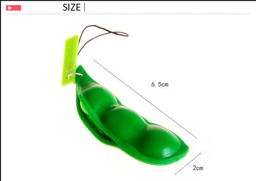 Funny Beans Squishy Squeeze peas edc fidget Toys Pendants keychain Anti Stress relief Ball Gadgets kid Novelty decompression toy