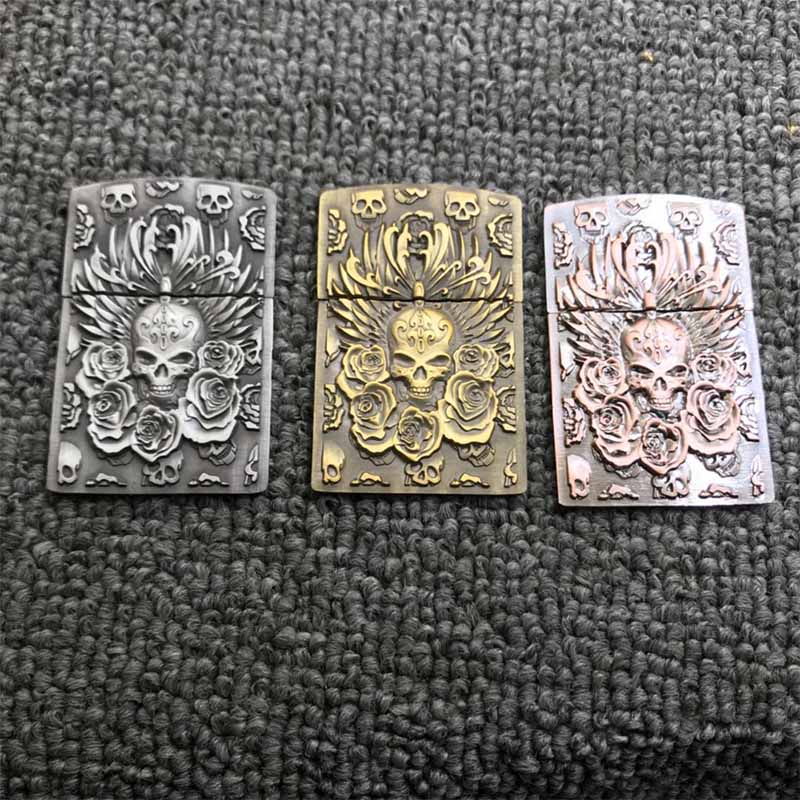 Metal Badge for Kerosene lighter Oil Lighter DIY Handmade Smoker Accessories Gadgets Lighters Skull carving 015