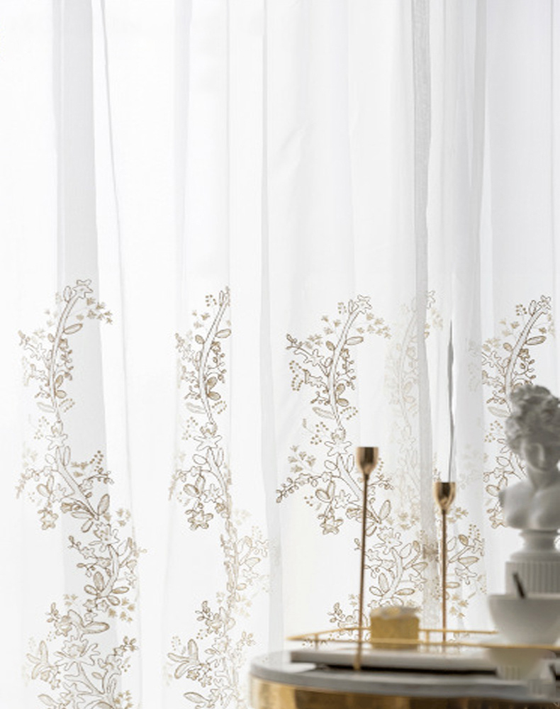 Transparent Tulle Embroidery Curtain