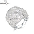 Mytys Brand Fashion Silver Wire Mesh Net Filled Crystal Wedding Party Rings for Women New Design Gift Free Shipping R1830