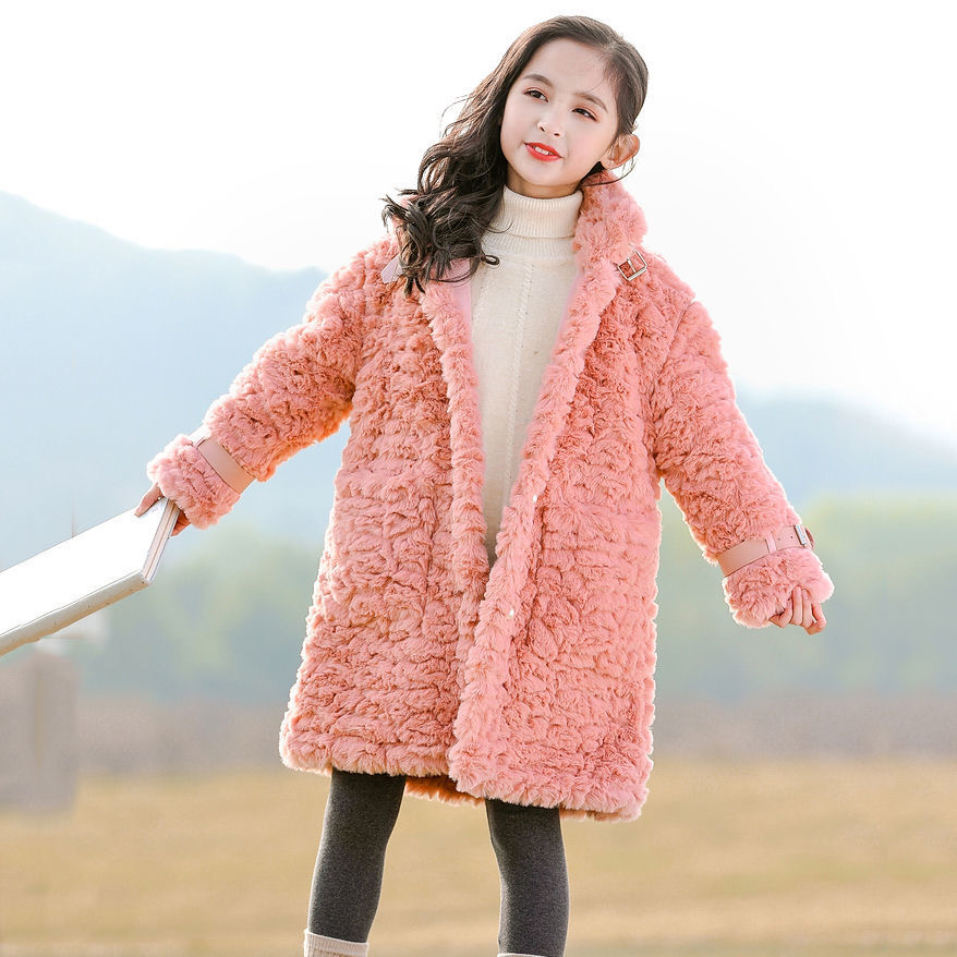 Baby Girl Winter Jacket Faux Fur Thick Toddler Teen Warm Wool Fur Coat Long Pearl Baby Outwear High Quality Girl Clothes 3-18Y