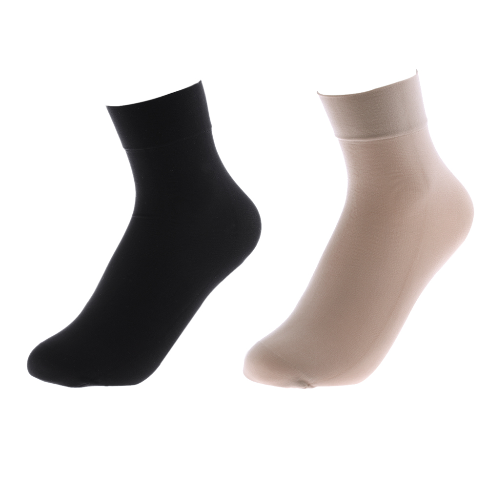 2Pairs Fashion Women Ankle Socks Warm Socks Ladies Girls Solid Color Wide Mouth Nylon Black/Nude Short Socks Autumn Winter 2020