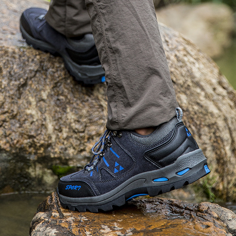 Nubuck Suede Leather Hiking Shoes Men Trekking Sneakers Women Non Slip Climbing Tactical Outdoor Shoes Durable Waterproof Shoes