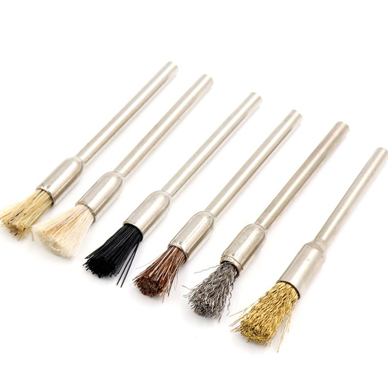 URANN 6pcs 2.35mm Mini Rotary Polishing Remove Rust Brushes Mini Brass Cleaning Polishing Detail Metal Brushes Clean Tools 45mm