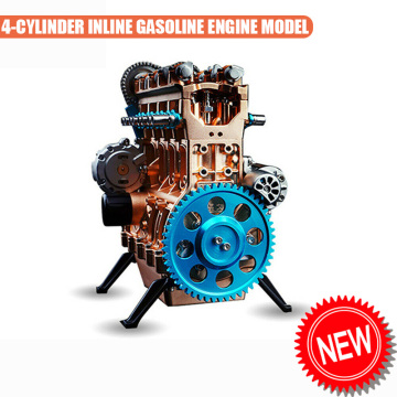 4-cylinder Inline Gasoline Engine Model Building Kits Full Metal Assembled Toy Y