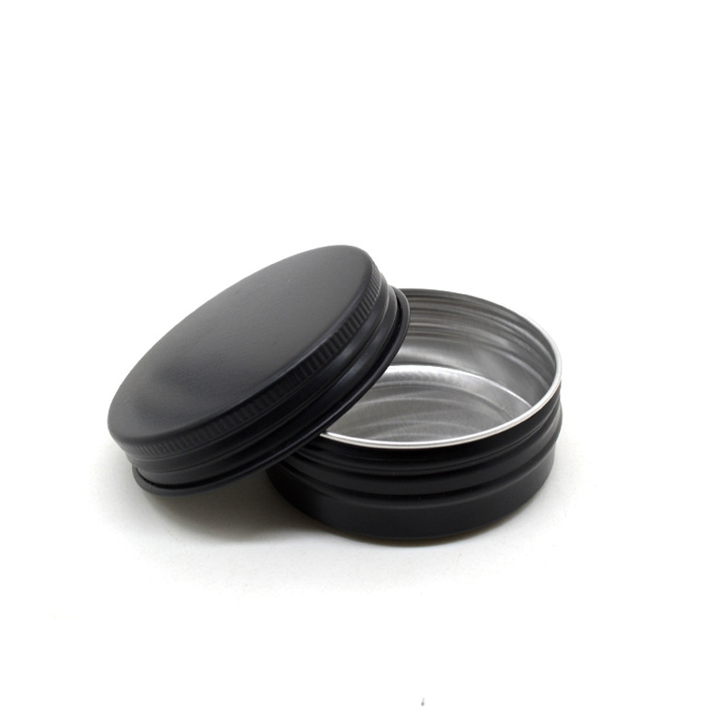 100pcs 1Oz / 30G Black Aluminum jars Round Metal Tin Container Screw Top Cans Cosmetic Sample Containers Candle Travel Tins
