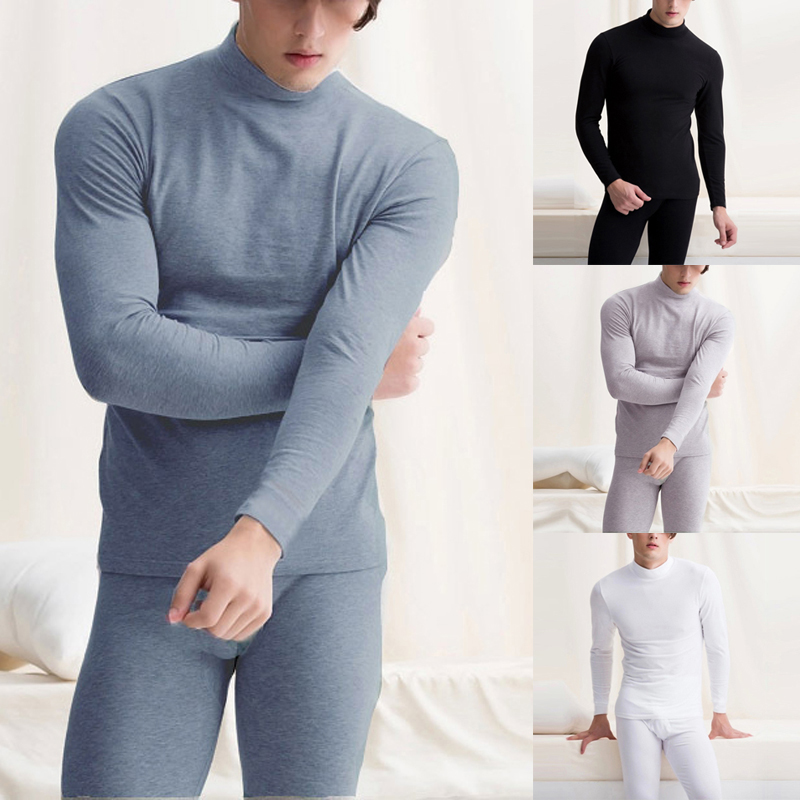 Winter Warm Tops & Pants 2 Piece Male Clothing Set Pullover Men Thermal Underwear Set Plus Size L-2X