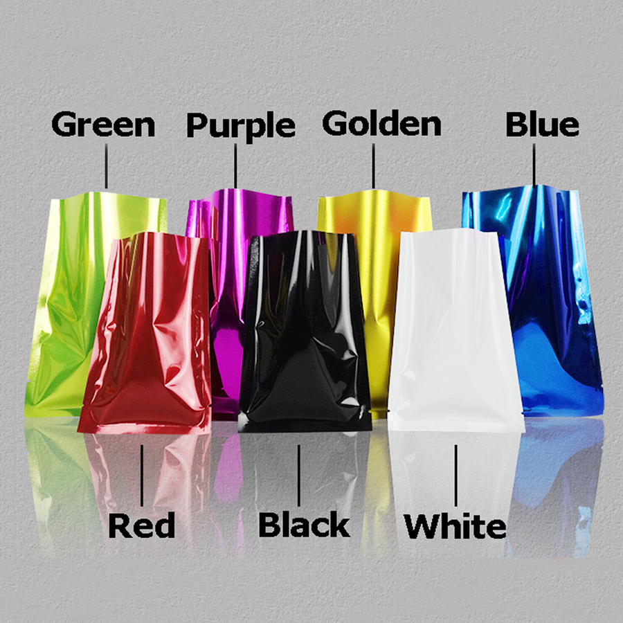 100 pcs Colorful Foil Heat Sealed Bag Pouch Smell Proof Foil Bags Foil Pouches Food Storage Free Shipping